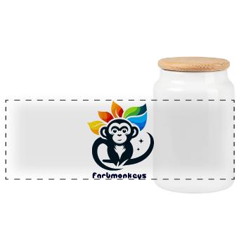 Color Monkey - Panoramic Cookie Jar with Wooden Lid - white - Front