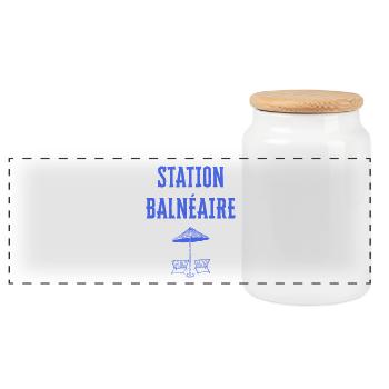 station balnéaire bleue méditerranée - Boîte à biscuits avec couvercle en bois - blanc - Devant