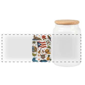 Puerto Rico | Caribbean, Music & Island Feeling - Panoramic Cookie Jar with Wooden Lid - white - Front