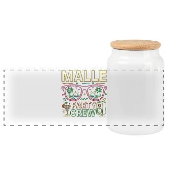 Malle Party Crew Summer Holiday Party - Panoramic Cookie Jar with Wooden Lid - white - Front