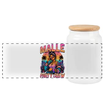 Malle Party Crew Summer Holiday Party - Panoramic Cookie Jar with Wooden Lid - white - Front