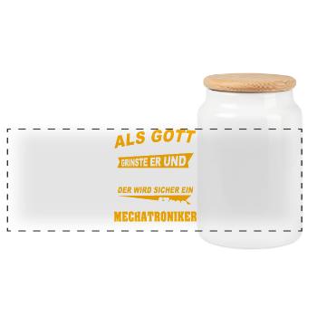 Mechatroniker Sprüche - Panorama Keksdose mit Holzdeckel - Weiß - Vorne