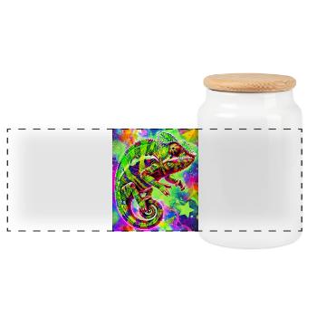 chameleon - Panoramic Cookie Jar with Wooden Lid - white - Front