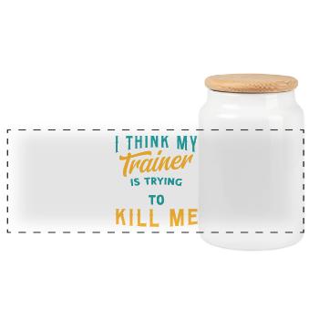 Je pense que mon entraîneur essaie de me tuer la forme physique - Boîte à biscuits avec couvercle en bois - blanc - Devant