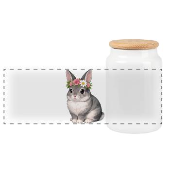 Lapin chinchilla - Boîte à biscuits avec couvercle en bois - blanc - Devant