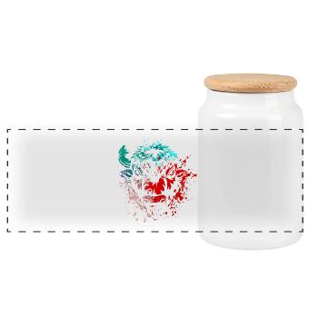 Art éclaboussuré de bison - Boîte à biscuits avec couvercle en bois - blanc - Devant