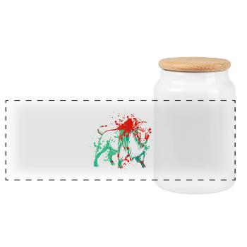 Art éclaboussuré de bison - Boîte à biscuits avec couvercle en bois - blanc - Devant