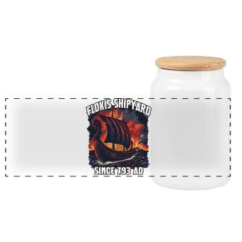 Ciel d’incendie du chantier naval Viking - Boîte à biscuits avec couvercle en bois - blanc - Devant