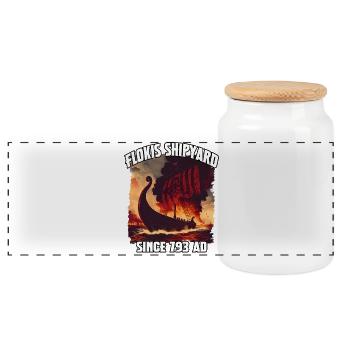 Incendie Viking au chantier naval Flokis - Boîte à biscuits avec couvercle en bois - blanc - Devant