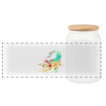 Splash Art Wild Crocodile - Panoramic Cookie Jar with Wooden Lid - white - Front