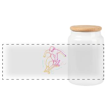 Skateboarder Retro - Panoramic Cookie Jar with Wooden Lid - white - Front