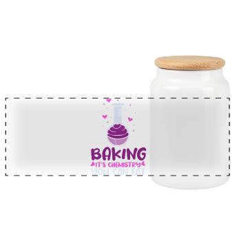 Cake Baking Pastry Chef Cake Baker - Panoramic Cookie Jar with Wooden Lid - white - Front