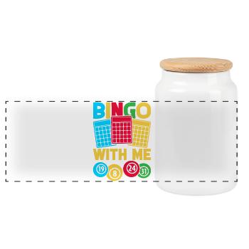 Bingo Game Bingo With Me Bingo - Panoramic Cookie Jar with Wooden Lid - white - Front