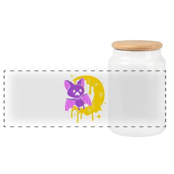 Pastel Gothic - Panoramic Cookie Jar with Wooden Lid - white - Front