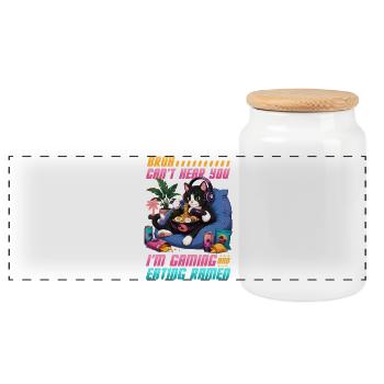 Jeu vidéo Gamer Gaming Cat Ramen - Boîte à biscuits avec couvercle en bois - blanc - Devant