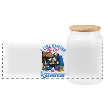 Jeu vidéo Gamer Gaming Cat Ramen - Boîte à biscuits avec couvercle en bois - blanc - Devant