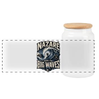 Grosses Vagues de Nazaré - Boîte à biscuits avec couvercle en bois - blanc - Devant