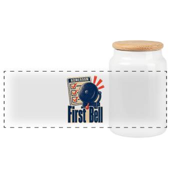 Homeroom Teacher Gift First Bell First Day of Scho - Panoramic Cookie Jar with Wooden Lid - white - Front