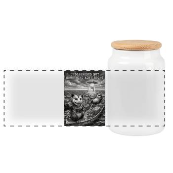 Undiagnosed but something ain't right - Panoramic Cookie Jar with Wooden Lid - white - Front