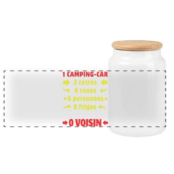 Les chiffres du Camping-Car c'est 0 Voisin - Boîte à biscuits avec couvercle en bois - blanc - Devant
