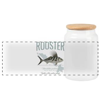 Rooster Fisch Inshore Angeln im Pazifik in Amerika - Panorama Keksdose mit Holzdeckel - Weiß - Vorne