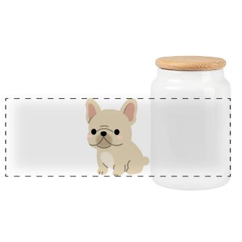 Charming French Bulldog Illustration - Panoramic Cookie Jar with Wooden Lid - white - Front