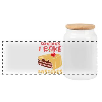 Cake Baking Pastry Chef Cake Baker - Panoramic Cookie Jar with Wooden Lid - white - Front