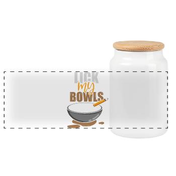 Cake Baking Pastry Chef Cake Baker - Panoramic Cookie Jar with Wooden Lid - white - Front