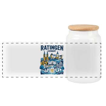 Classement Allemagne Old Town Skyline Vintage - Boîte à biscuits avec couvercle en bois - blanc - Devant