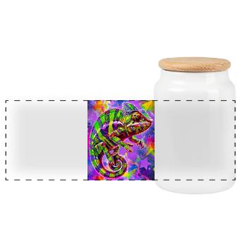 chameleon - Panoramic Cookie Jar with Wooden Lid - white - Front