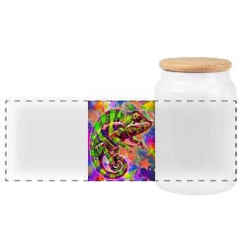 chameleon - Panoramic Cookie Jar with Wooden Lid - white - Front