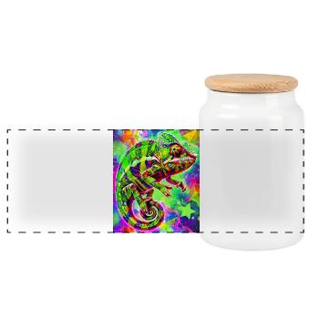 chameleon - Panoramic Cookie Jar with Wooden Lid - white - Front