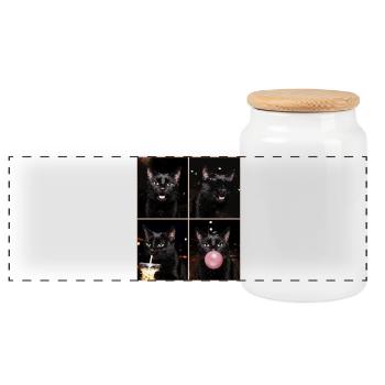 Chats Bengal Cat - Boîte à biscuits avec couvercle en bois - blanc - Devant