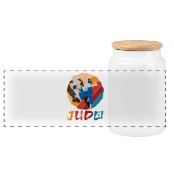 Judo Retro Vintage Arts Martial Judoka Projection - Boîte à biscuits avec couvercle en bois - blanc - Devant