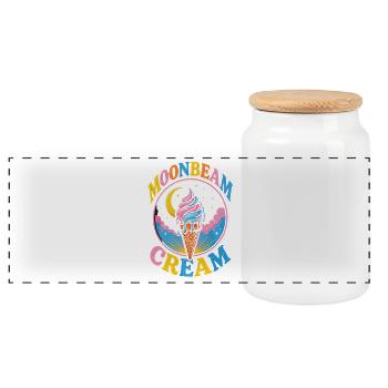  Moonbeam Cream Eiscreme Mond Eis Liebhaber Retro - Panoramic Cookie Jar with Wooden Lid - white - Front