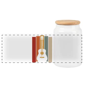Retro Guitar Graphic - Musician Guitarist - Panoramic Cookie Jar with Wooden Lid - white - Front