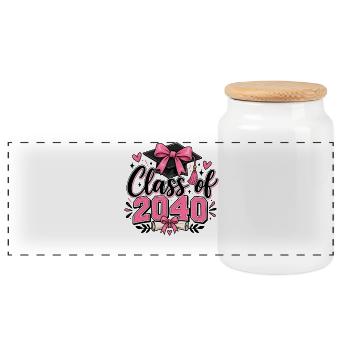 Class of 2040 Graduation Dream - Panoramic Cookie Jar with Wooden Lid - white - Front