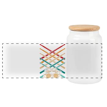 Tambours croisés arc ciel - Boîte à biscuits avec couvercle en bois - blanc - Devant