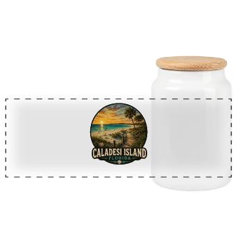 Caladesi Island Vacation Beach Sea Florida - Panoramic Cookie Jar with Wooden Lid - white - Front