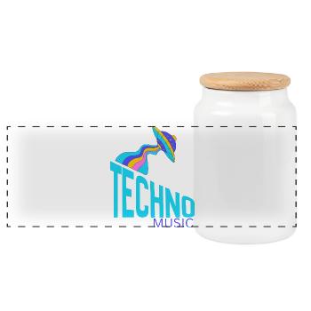 UFO Neon Techno Beam - Panoramic Cookie Jar with Wooden Lid - white - Front
