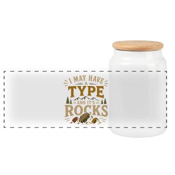 Collecteur de pierres Géologie Roches Nature - Boîte à biscuits avec couvercle en bois - blanc - Devant