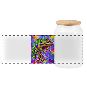 chameleon - Panoramic Cookie Jar with Wooden Lid - white - Front