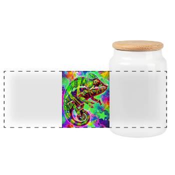 chameleon - Panoramic Cookie Jar with Wooden Lid - white - Front