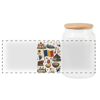 Romania | Carpathians, Culture & Homeland - Panoramic Cookie Jar with Wooden Lid - white - Front