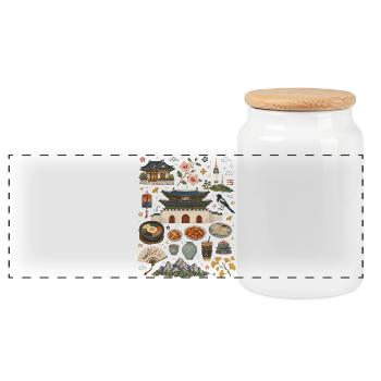 Seoul | Palaces, Street Food & Korea - Panoramic Cookie Jar with Wooden Lid - white - Front