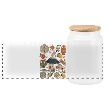 Sicily | Etna, Citrus & Island Delight - Panoramic Cookie Jar with Wooden Lid - white - Front