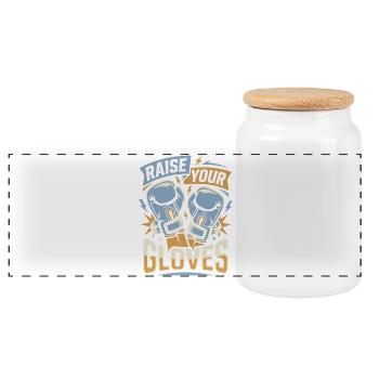 Raise Your Gloves Boxing Gloves - Panoramic Cookie Jar with Wooden Lid - white - Front
