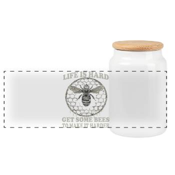 Fournitures d’apiculture Accessoires d’apiculteur Motif de nid d’abeille - Boîte à biscuits avec couvercle en bois - blanc - Devant