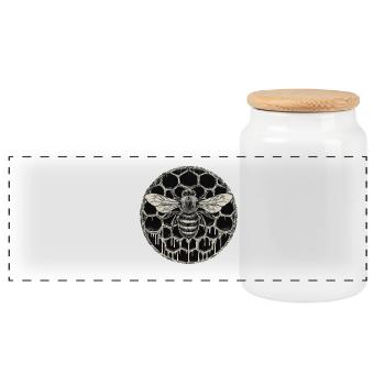 Beekeeper Suit Beekeeping Supplies Beekeeper Beekeeper - Panoramic Cookie Jar with Wooden Lid - white - Front
