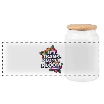 Fleurir de la fierté trans - Boîte à biscuits avec couvercle en bois - blanc - Devant